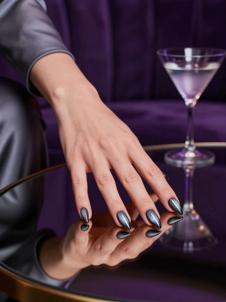 22 Stunning Stiletto Nails Ideas For Every Bold Mood 20 Cat-Eye Magnetic Gel Stiletto Nails