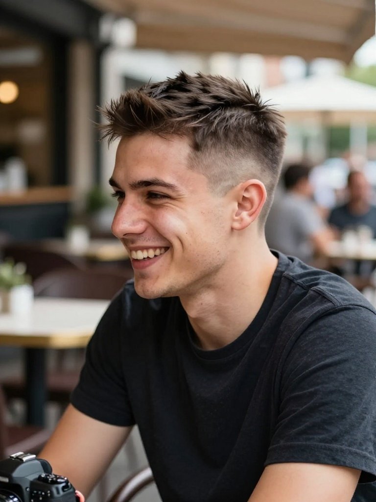Short Mullet Hairstyle Mens With Textured Crop Top