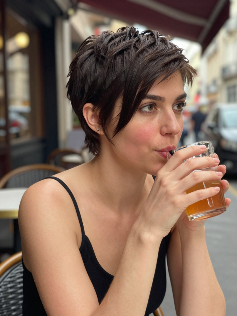 Textured Pixie Grunge Hairstyle With Long Side Fringe