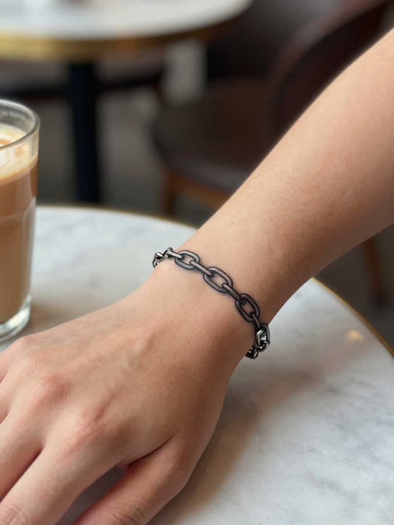 Chain-Link Bracelet: A Wrist-to-Forearm Tattoo Women
