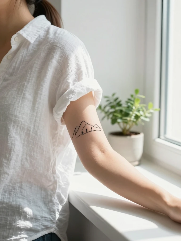 Minimal Line Sleeve Tattoos Women