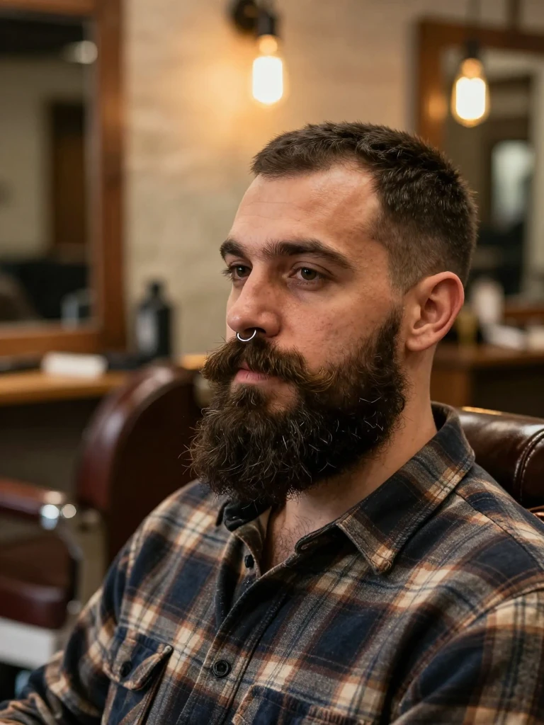 Septum Piercing Men Style Framed by a Mustache or Beard