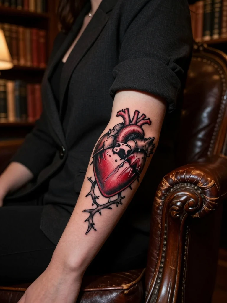 16 Traditional Heart Tattoo Ideas That Still Feel Iconic 12 The Memento Mori Traditional Heart Tattoo