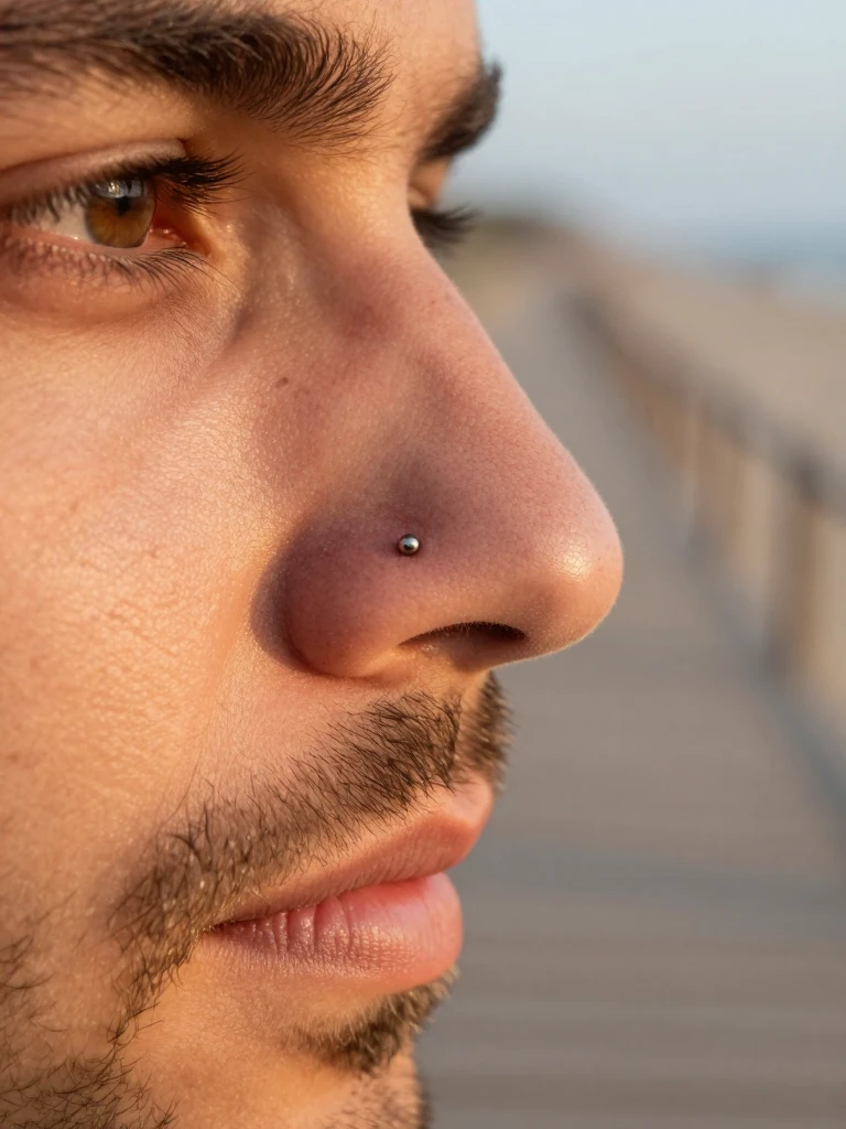 Low Placement: A Softer Men's Nostril Piercing 