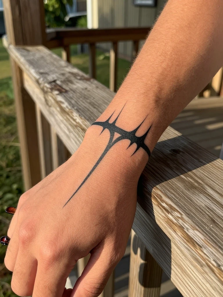 Small Tribal Tattoo Men Wrist Accent