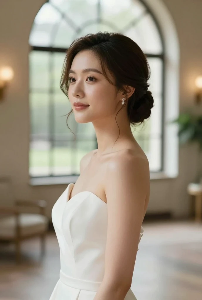 Shoulder Length Wedding Hairstyle: Low Chignon