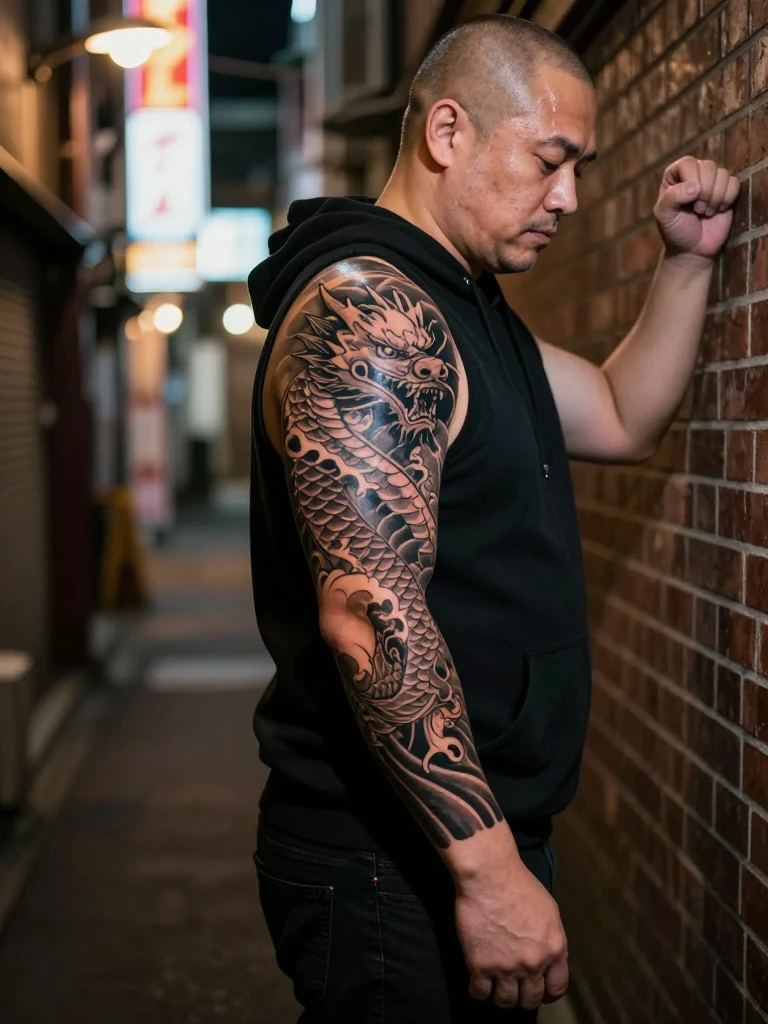 Japanese Dragon Irezumi Sleeve Tattoo for Men