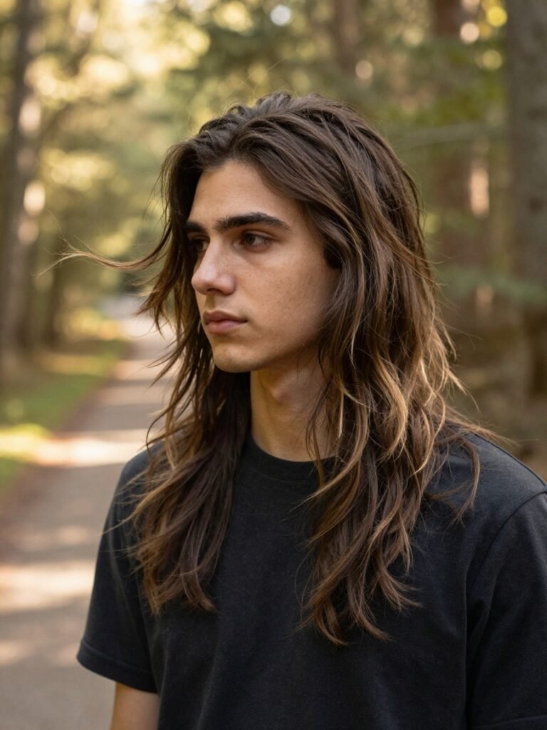 Mullet Hairstyle Mens Long Hair With Wolf Cut Layering