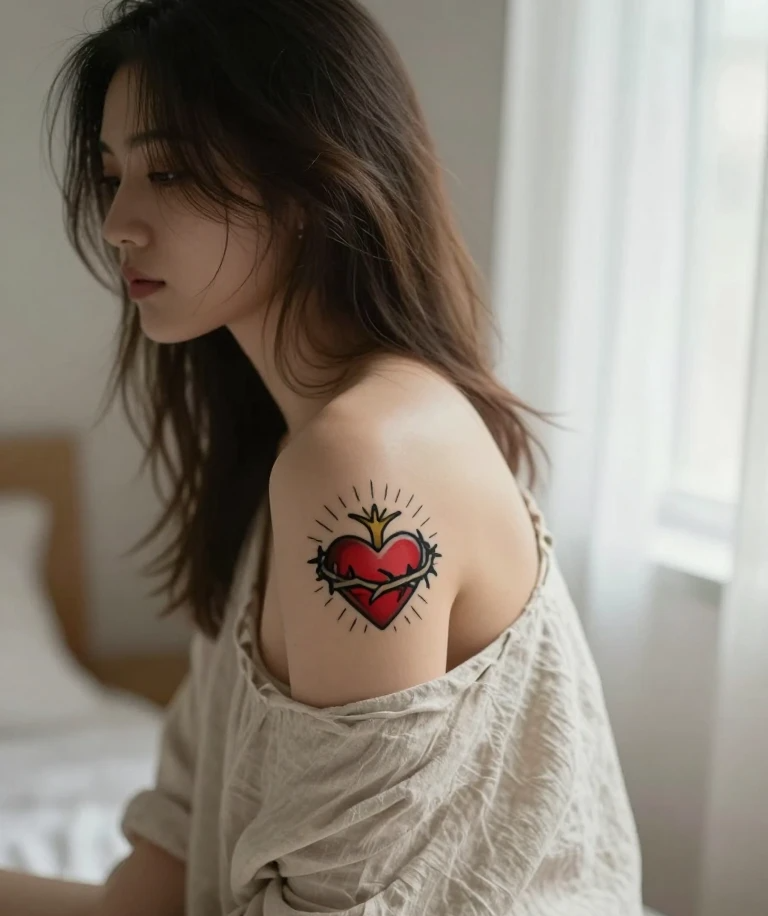 16 Traditional Heart Tattoo Ideas That Still Feel Iconic 8 The Devotional Traditional Heart Tattoo