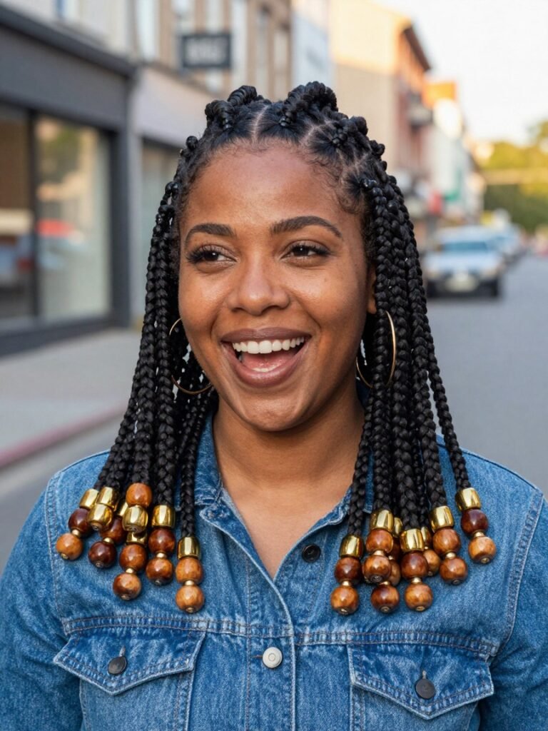 Braid Hairstyles Cute With Fulani Beads
