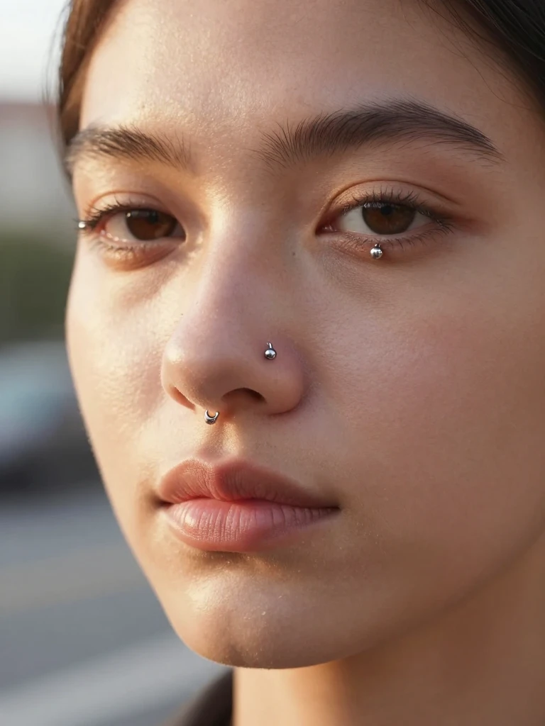 Horseshoe Septum Ring With a Snake Eyes Piercing Finish