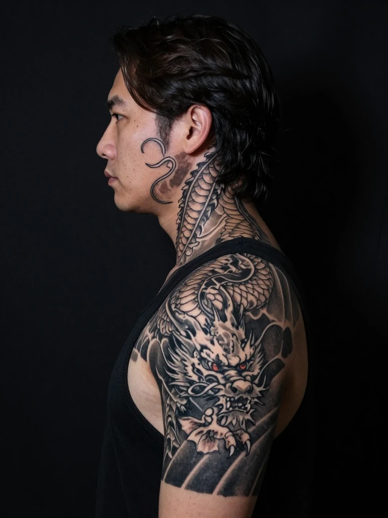 Dragon Wrap – A Mythological Neck Tattoo for Men