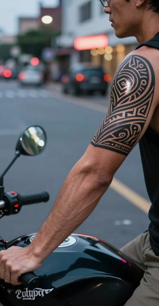 Tribal Tattoo Men Geometric Sleeve