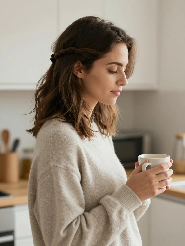 Twisted Half-Up Shoulder Length Hairstyle