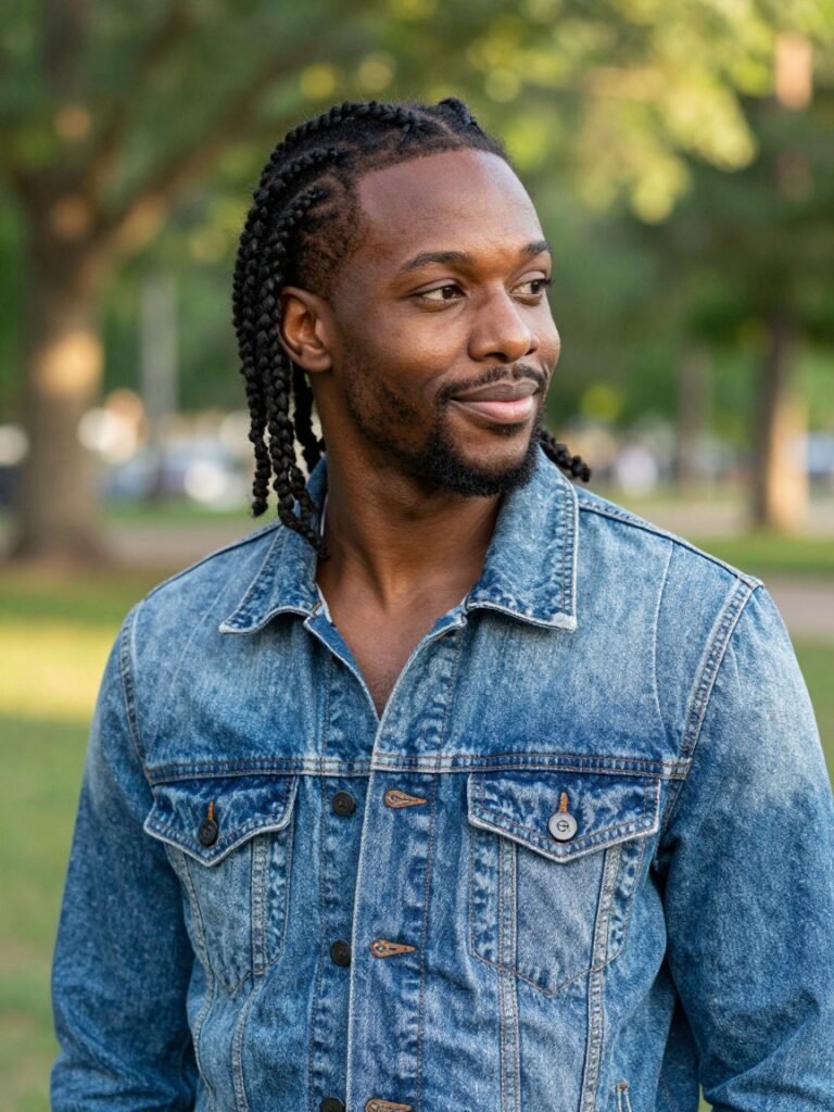 Male Braids Hairstyles Medium Hair With Knotless Plaits
