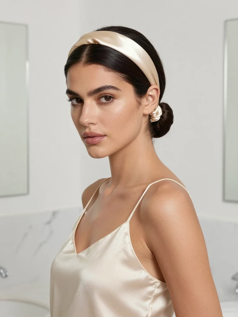 Headband Hairstyles : 16 Beautiful Looks That Actually Stay Put 4 Slicked‑Back Low Knot With a Satin Headband