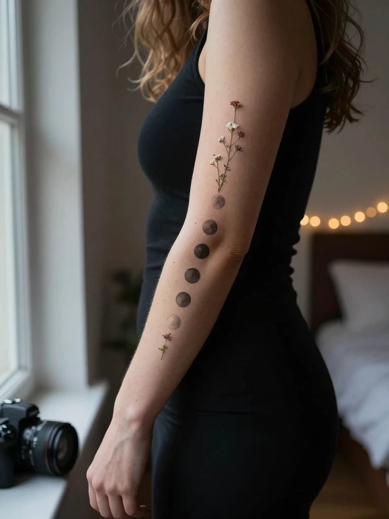 Moon Phase Sleeve Tattoos Women