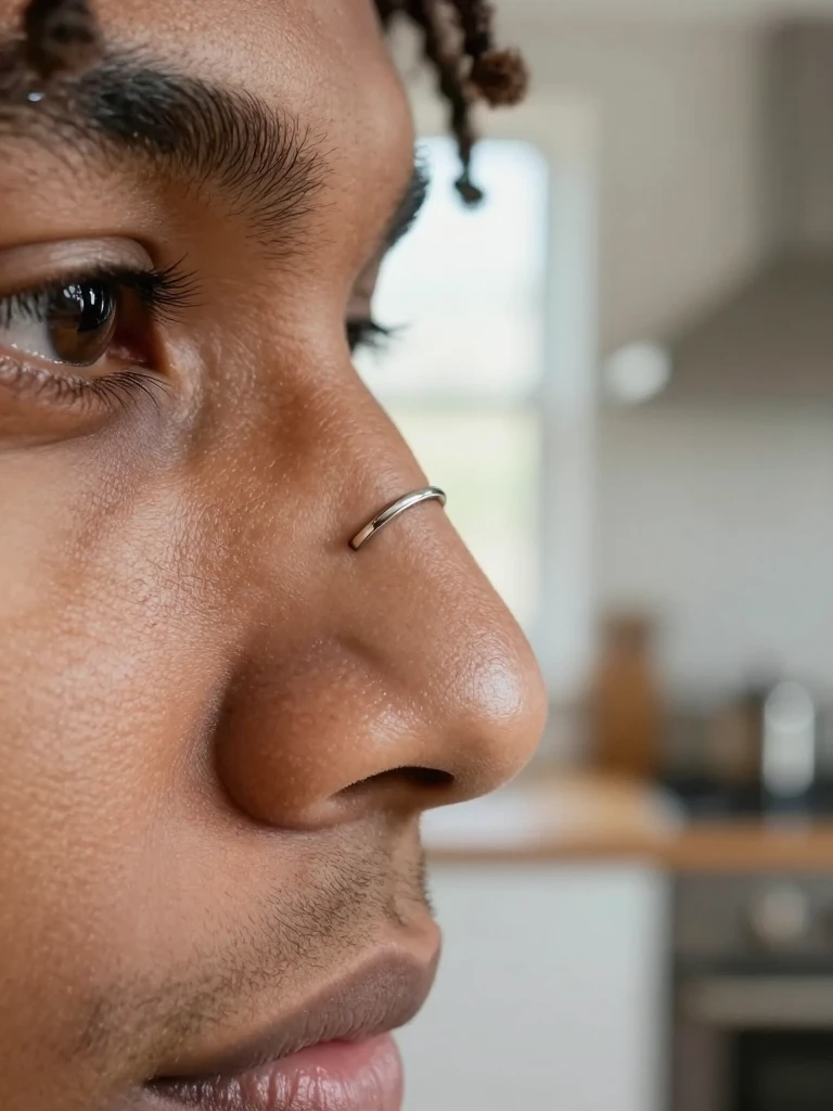  Segment Ring: A Low-Maintenance Men's Nostril Piercing