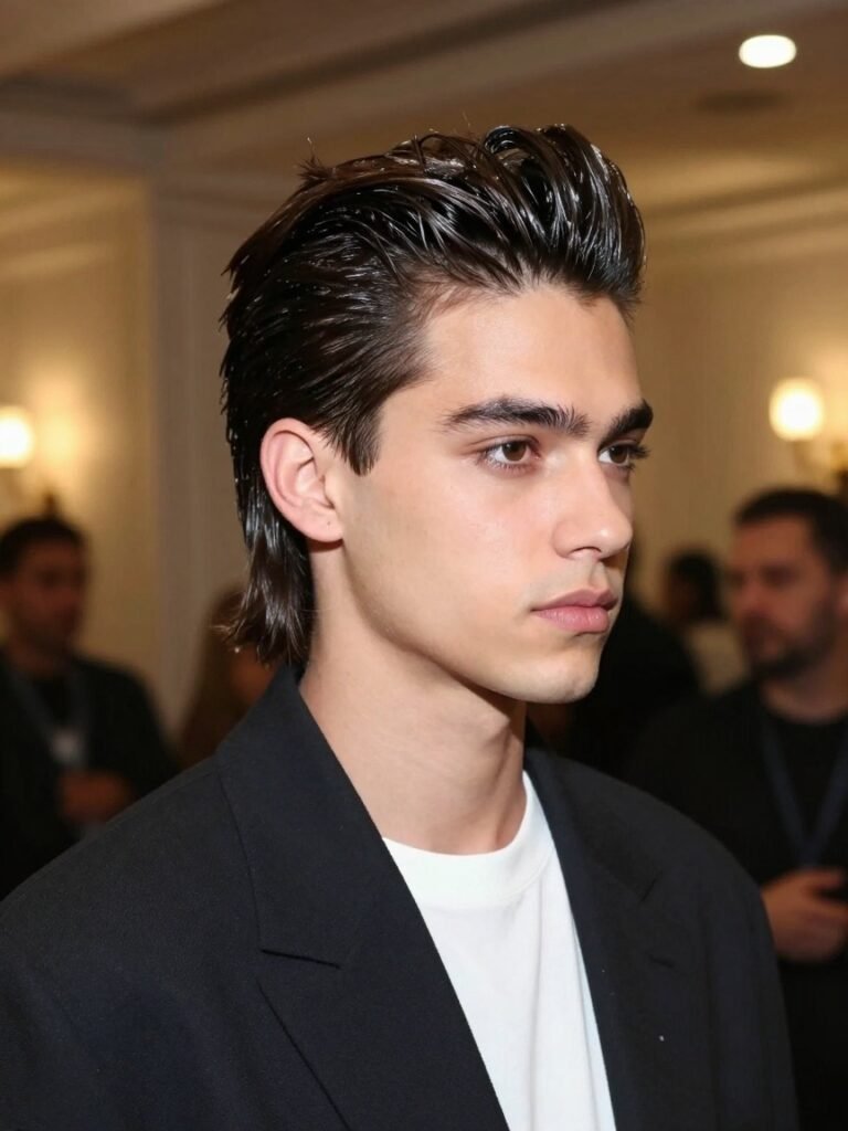 Modern Mullet With Slicked-Back Pompadour Top