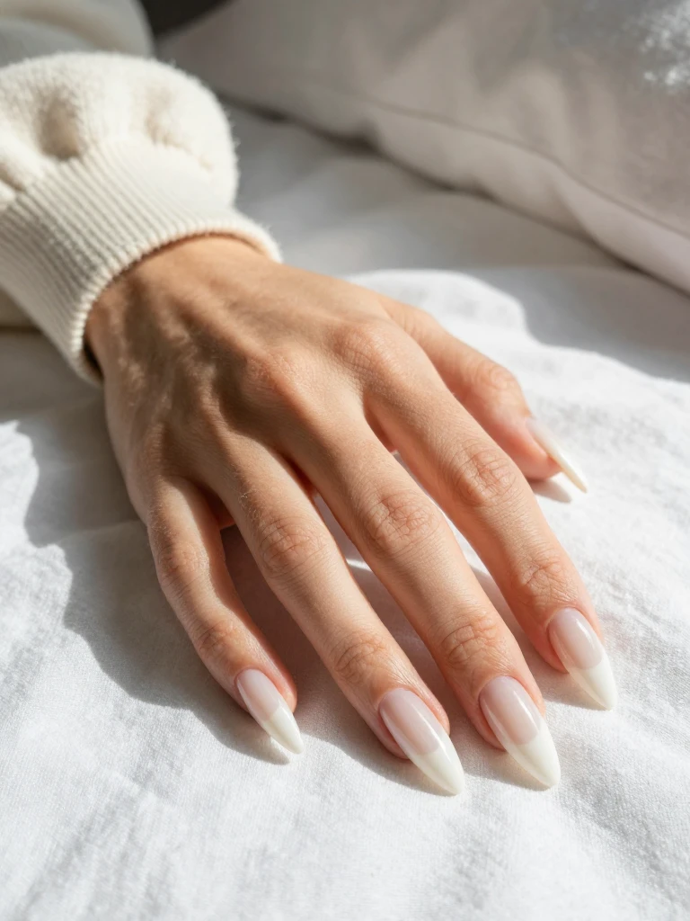 22 Stunning Stiletto Nails Ideas For Every Bold Mood 12 Milky Minimalist White Stiletto Nails