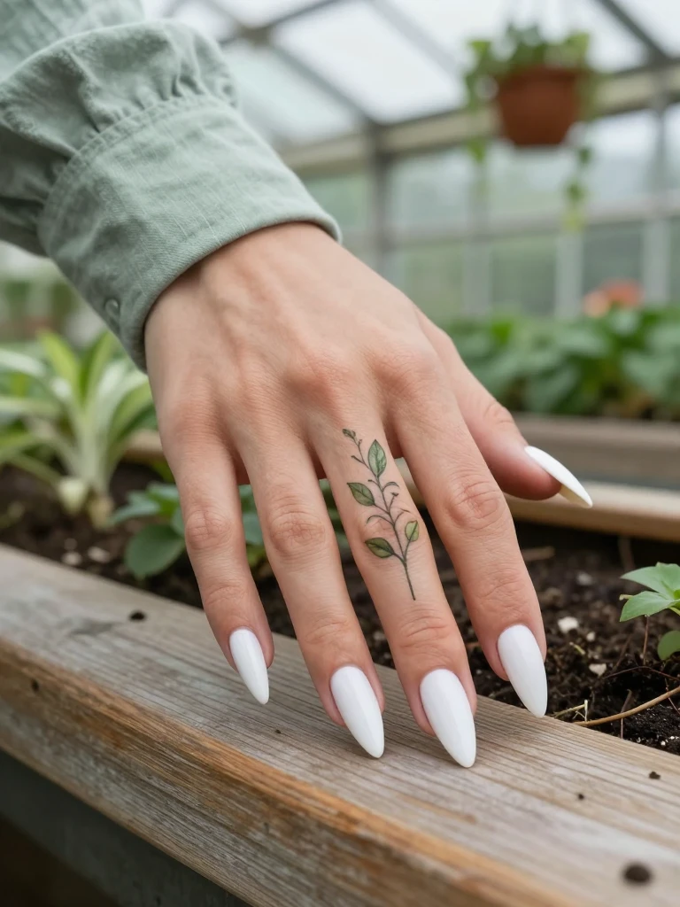 22 Stunning Stiletto Nails Ideas For Every Bold Mood 8 Botanical White French Stiletto Nails