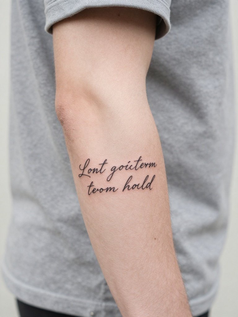 Above Elbow Script Band Tattoo