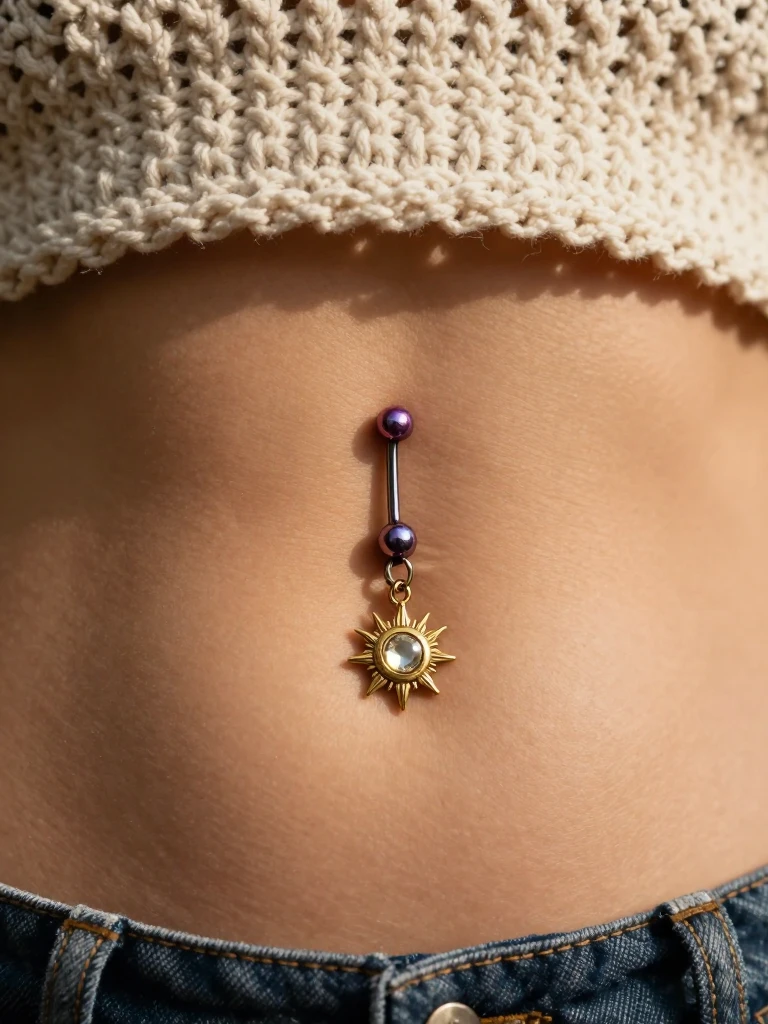 Boho Sun Charm Reverse Navel Piercing