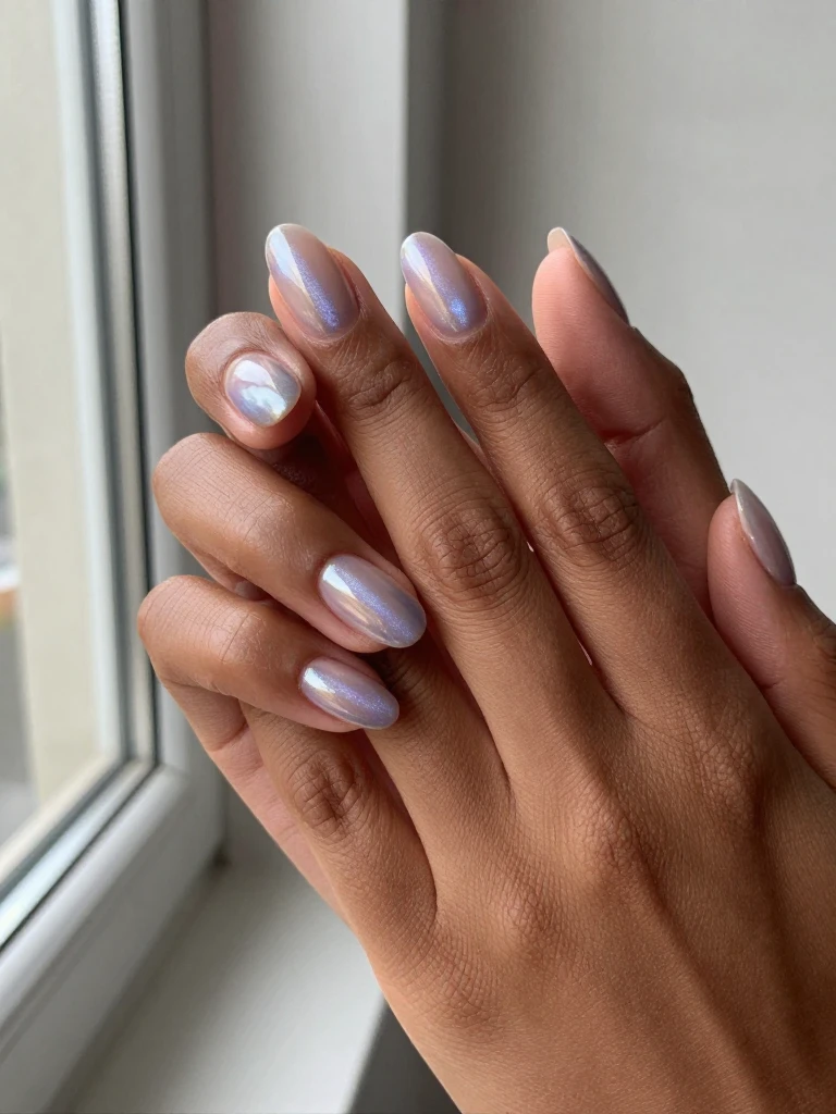  Chrome Mirror Aura Acrylic Nails