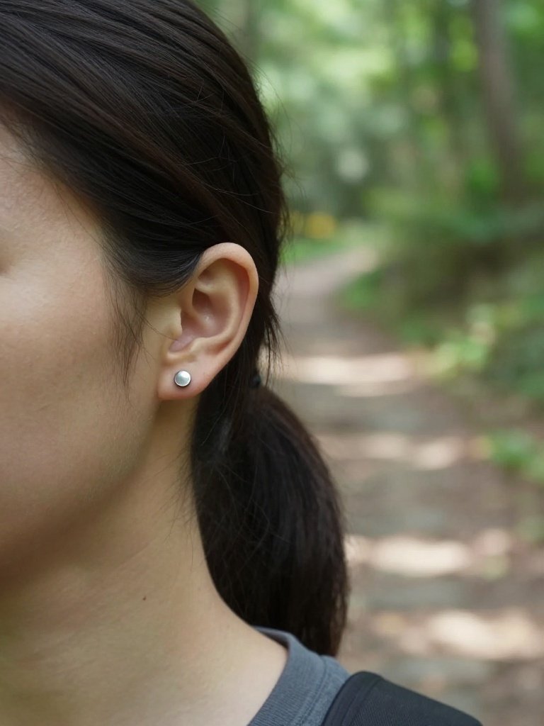 Double Conch Piercing With Matching Studs