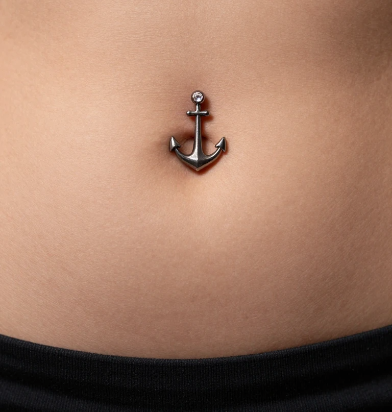 Floating Reverse Navel Piercing
