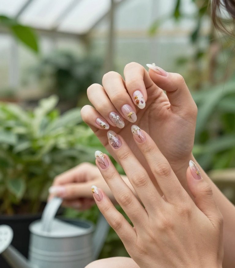 Full Encapsulated Botanical Acrylic Nails