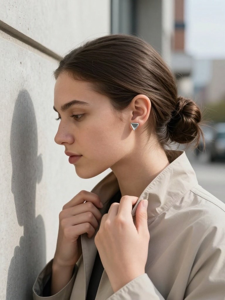 Geometric Triangle Conch Stud