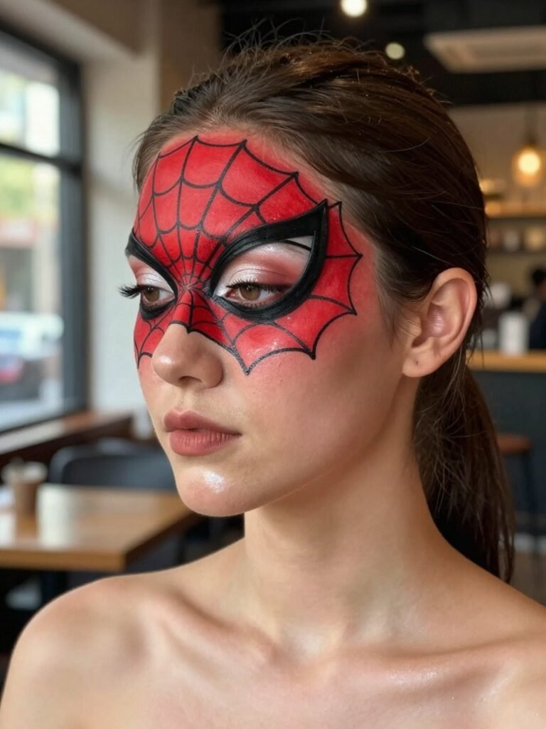 Half-Face Web Reveal Spiderman Makeup