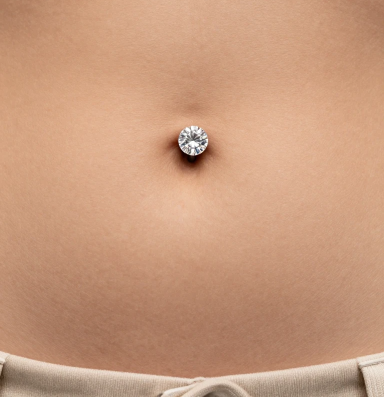 Minimalist Single Gem Reverse Navel Piercing