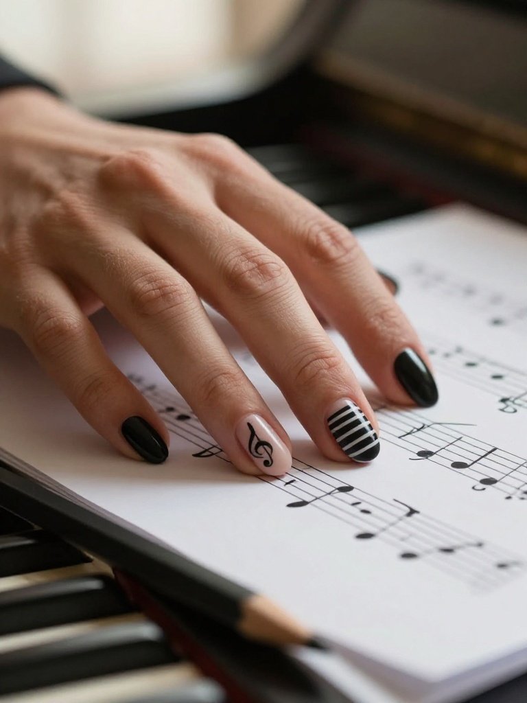 Music Note Chalkboard Teacher Nails Accent