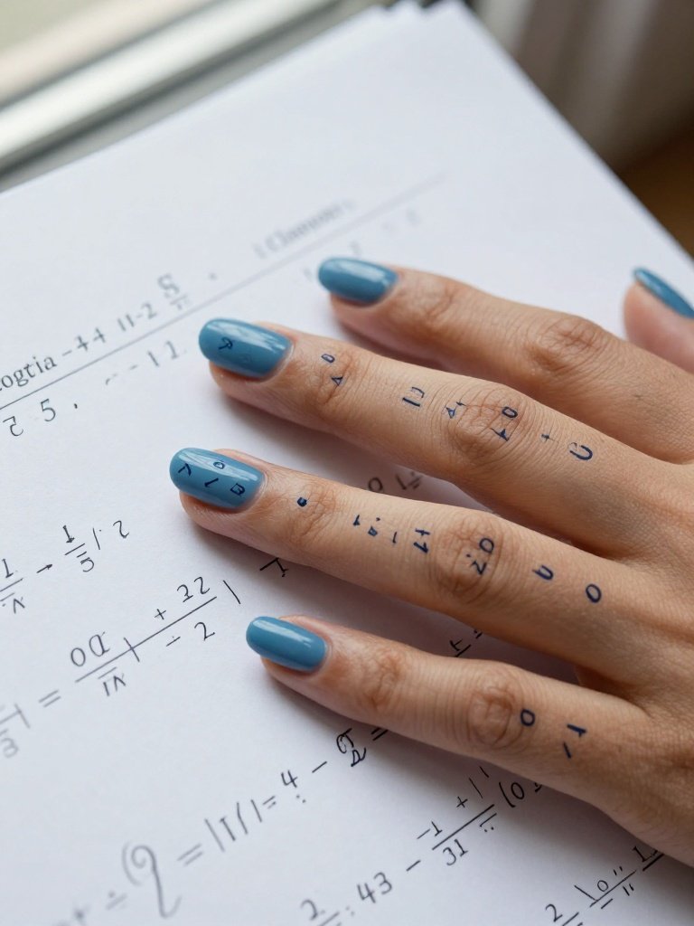 5. Navy Chalkboard Math Teacher Nails Designs