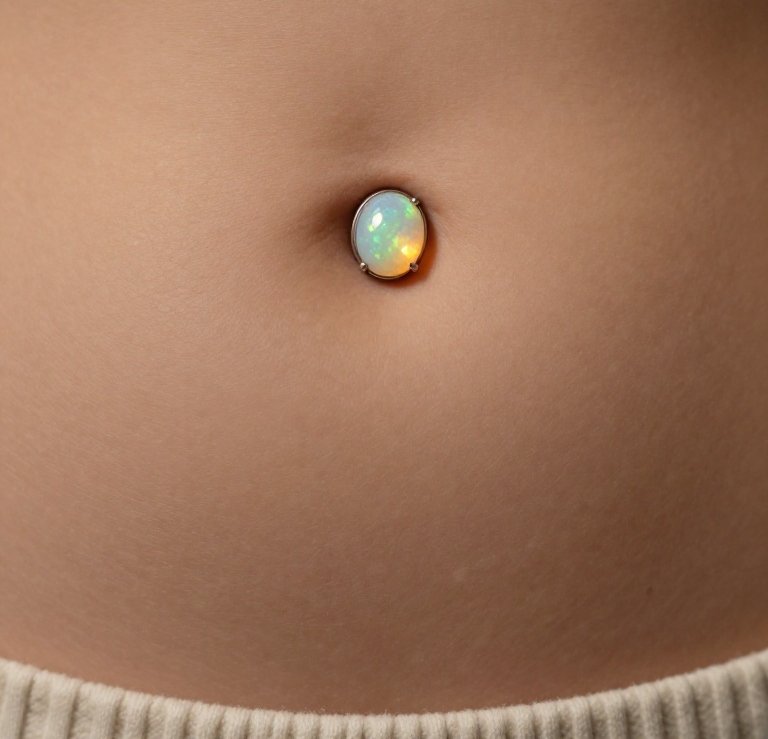 Opal Reverse Navel Piercing