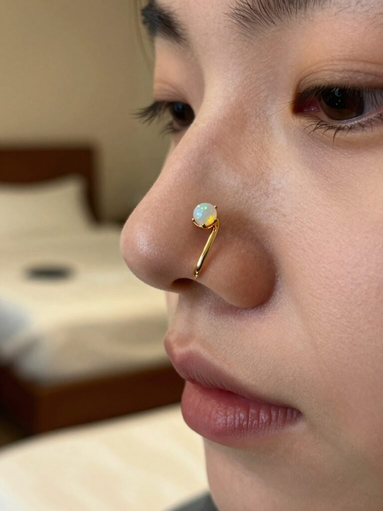 Opal-Set Gold Septum Clicker