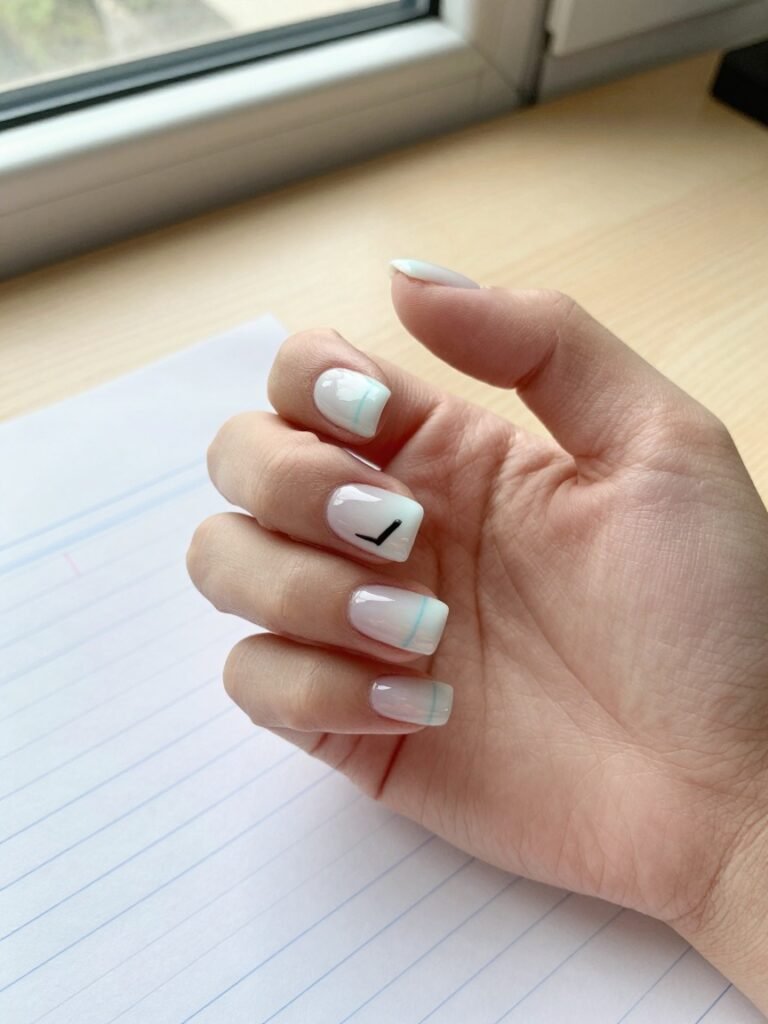 Ruled Paper Teacher Nails With a Checkmark