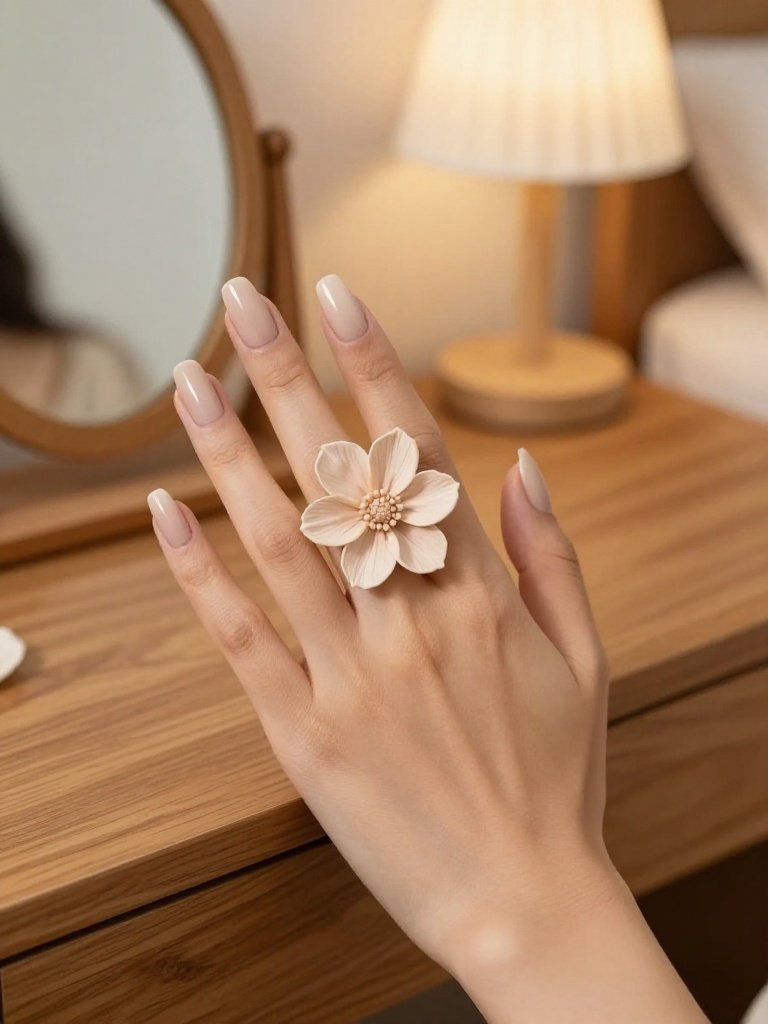Sculpted 3D Floral Acrylic Nails