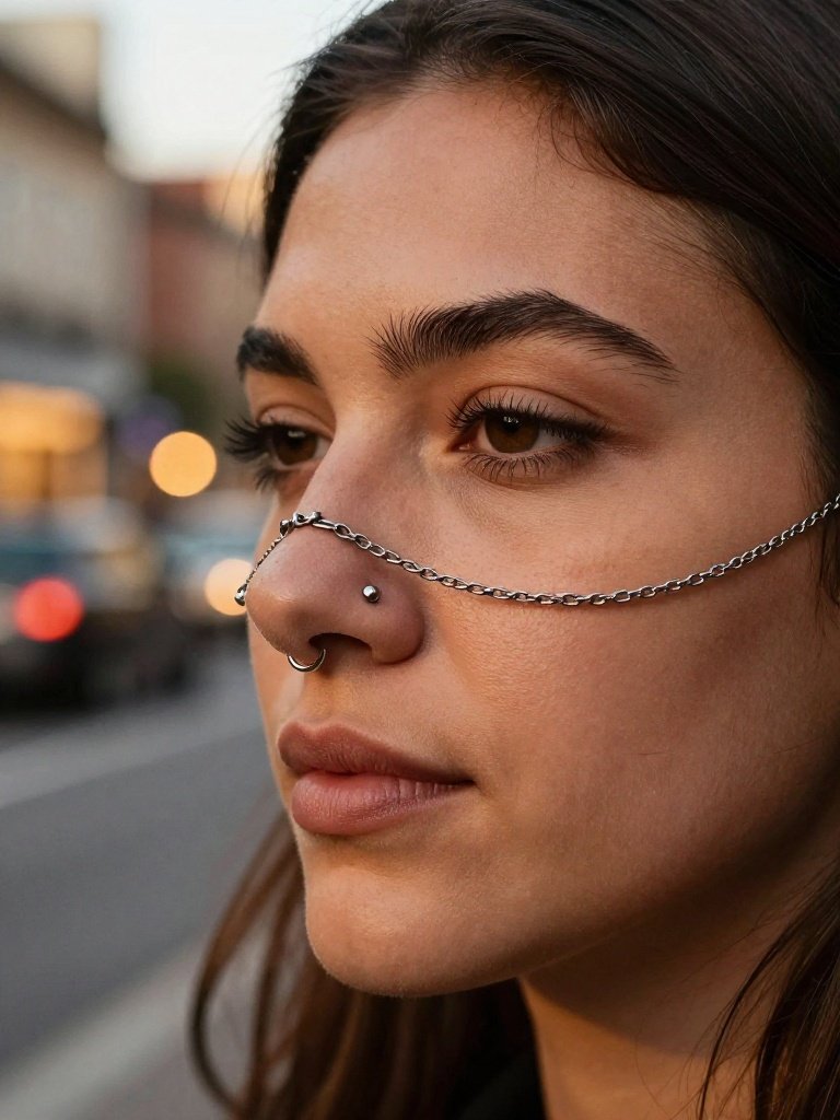 Septum-to-Nostril Chain Piece