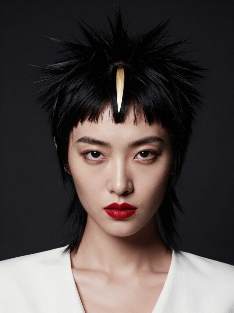 Short Spiky Hairstyles With A Defined Widow's Peak Fringe