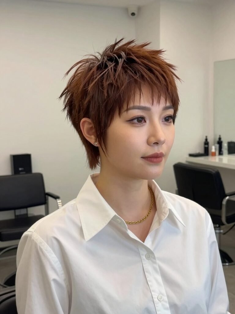 Short Spiky Hairstyles For Older Ladies With A Side-Swept Top