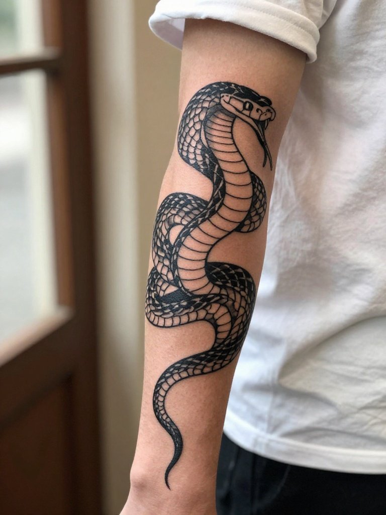 Snake Wrap Elbow Tattoo