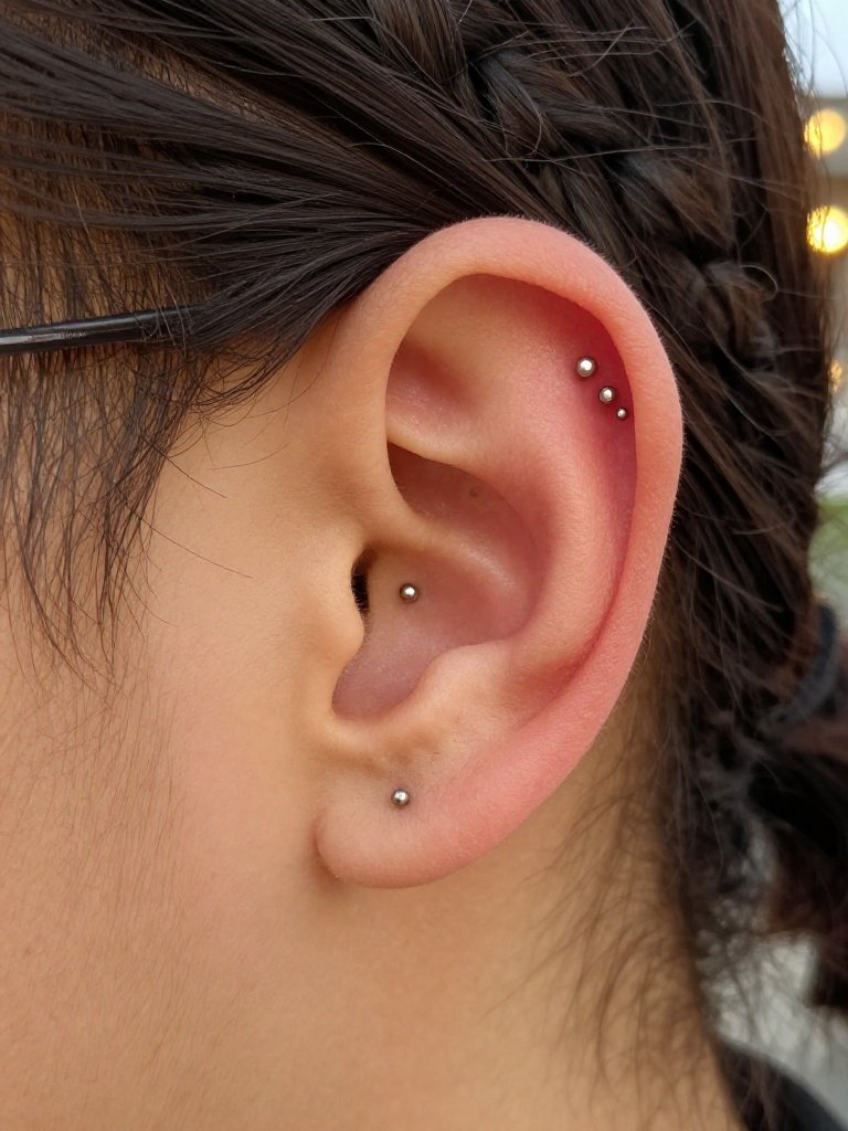 Snug Piercing Paired With a Tragus Double Stack