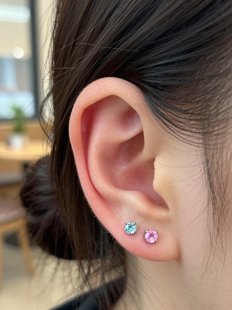 Snug Piercing With Mismatched Gem Ends