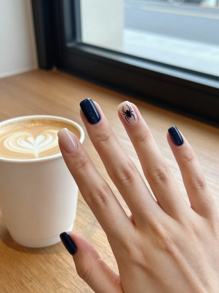 Spiderman Nails Designs With A Single Logo Accent