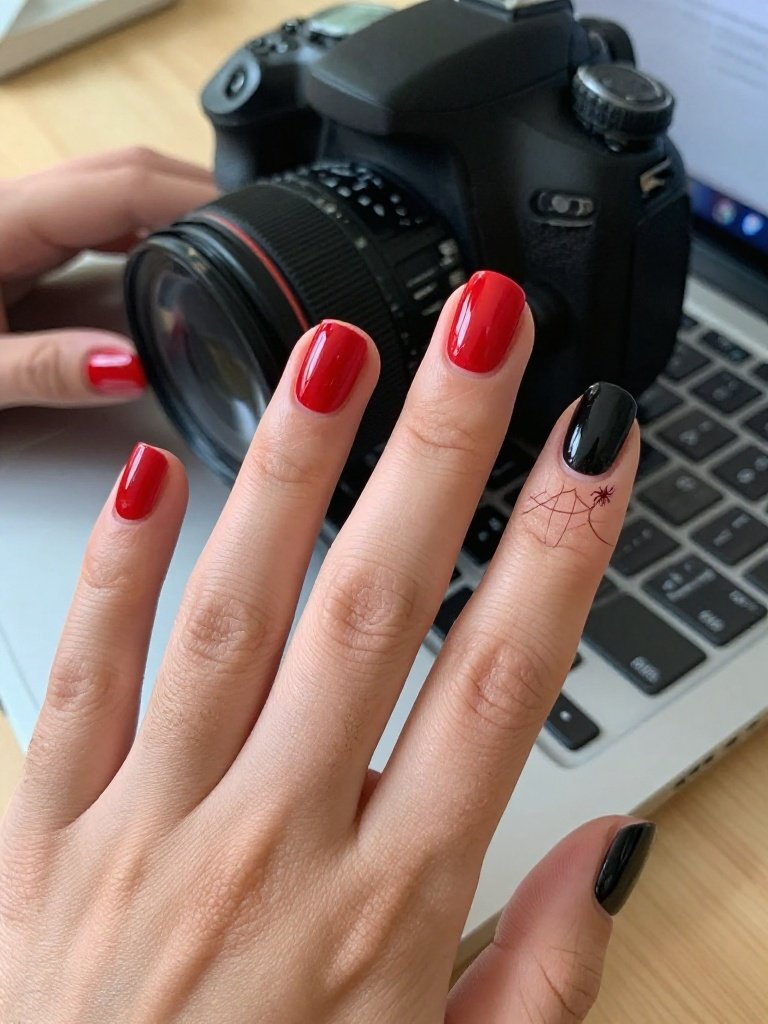Spiderman Nails Short For Everyday Wear