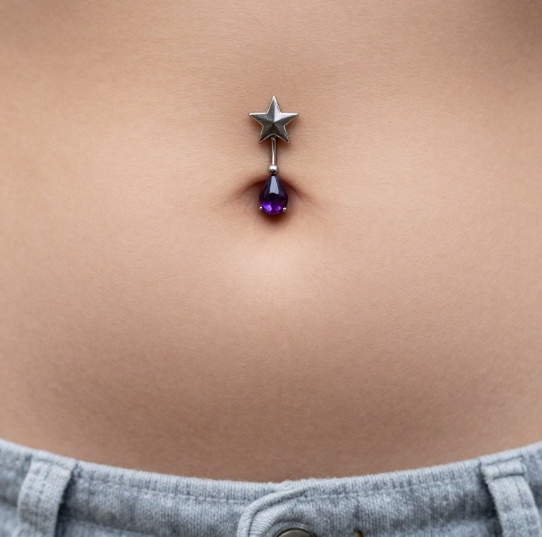 Star Charm Double Reverse Navel Piercing