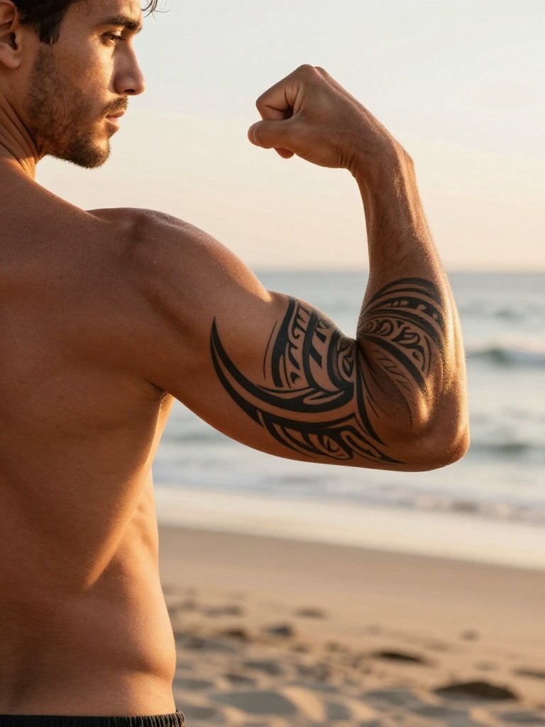 Tribal Blackout Elbow Tattoo Bold Bands In Motion